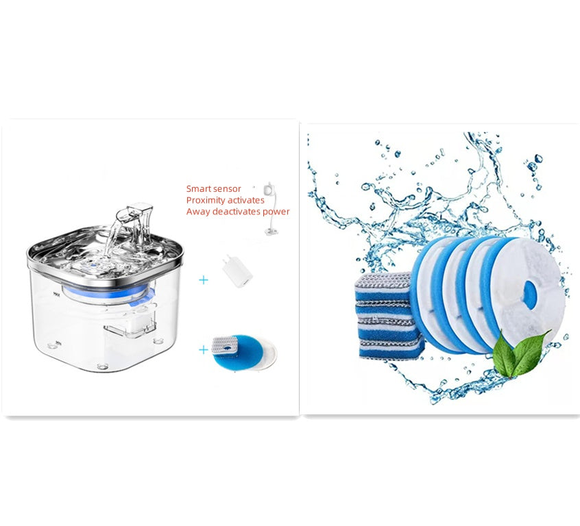 Pet Cat Dog Stainless Steel Automatic Circulation Water Dispenser Intelligent Fountain Pets Accessories