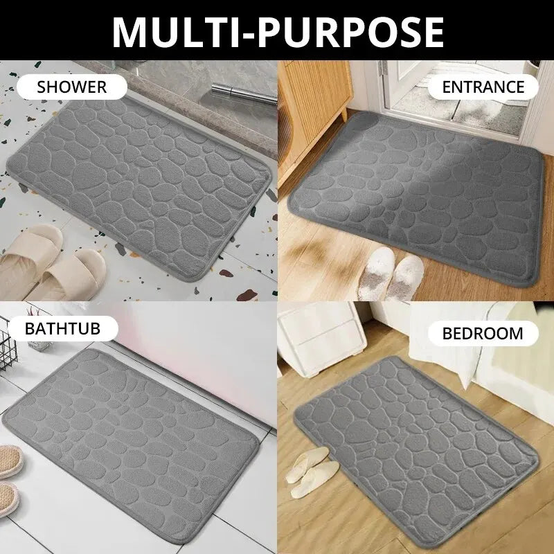 Embossed Microfiber Anti Slip Pebble Bath Mat