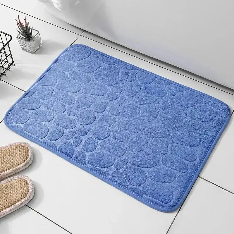 Embossed Microfiber Anti Slip Pebble Bath Mat