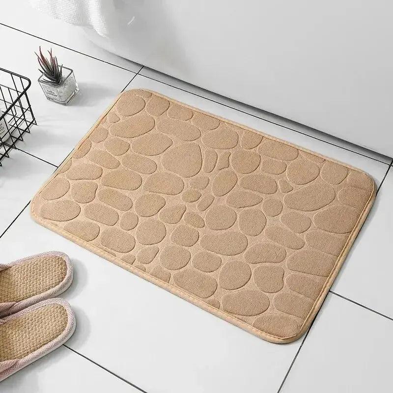 Embossed Microfiber Anti Slip Pebble Bath Mat