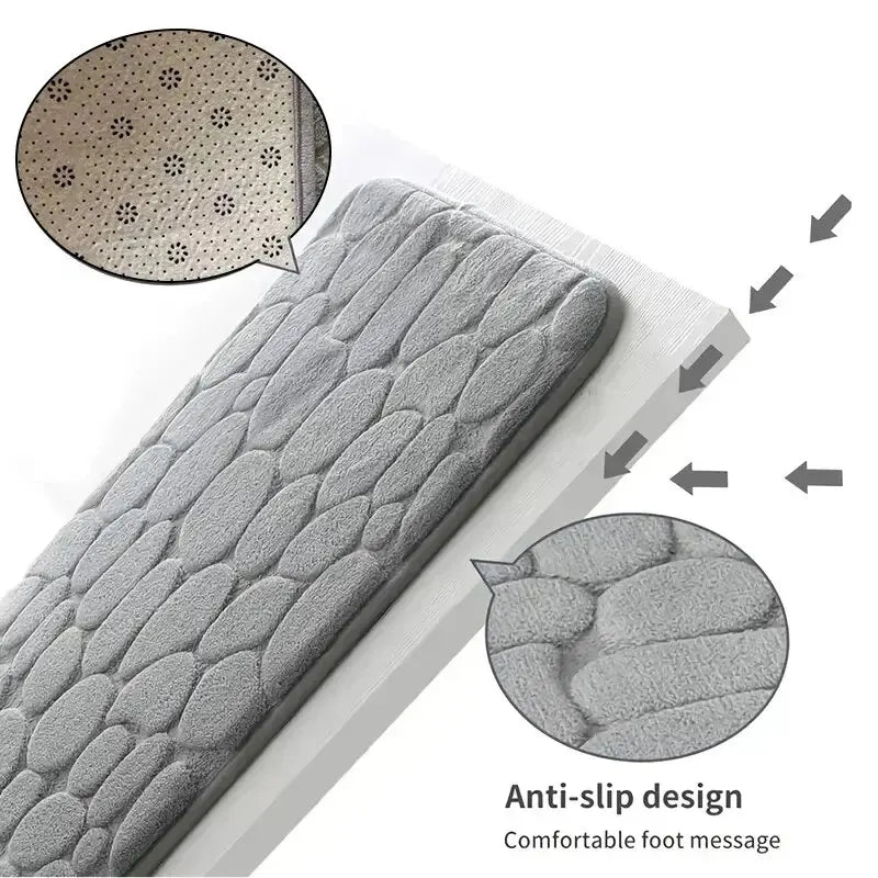 Embossed Microfiber Anti Slip Pebble Bath Mat